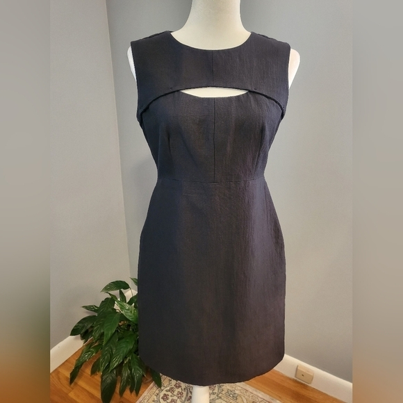 LaVia 18 Black Lined Sheath Cocktail Dress with Chest Accent - Size 8 - Picture 1 of 8